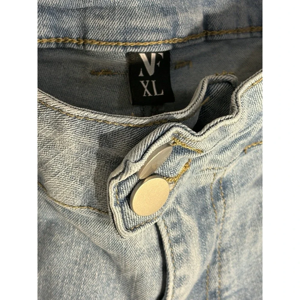 NV Felix Womens Light Wash Flare Jeans High Rise Stretch Denim Retro Bell Bottom
